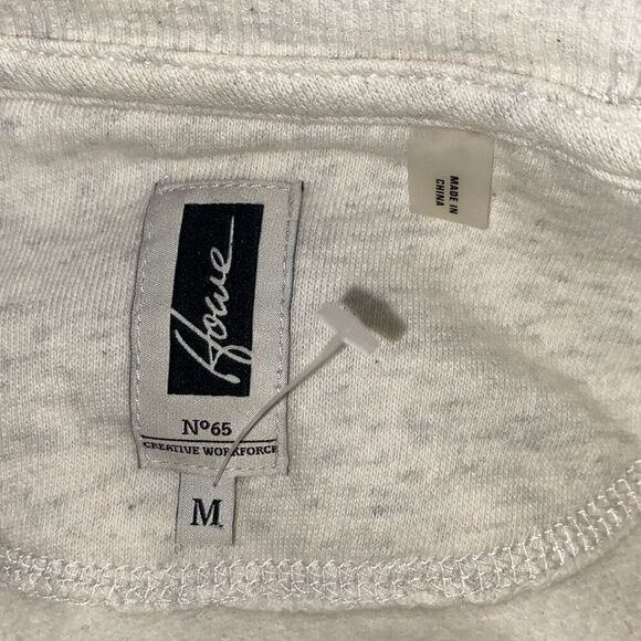 Howe No 65 Striped Crew Sweatshirt Cotton Side Zip‎ Cream Grey M Unisex - Picture 14 of 16